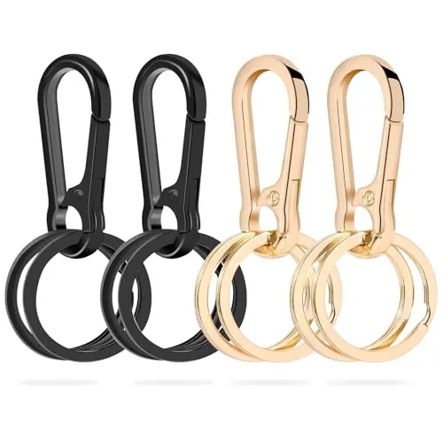DMENER 4-pack of sleek metal keychain clips with double loops