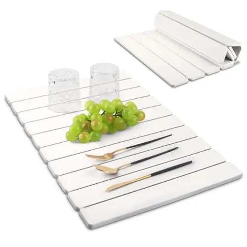 SEROPY White Stone Drying Mat with grooved surface