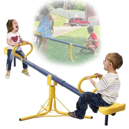 TAILERNRUYE red and blue outdoor seesaw for kids that rotates 360 degrees