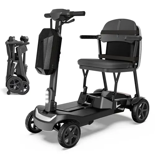 Sugogo black ultra-lightweight foldable mobility scooter with dual lithium batteries