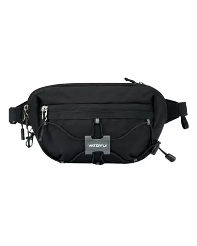 WATERFLY lightweight small fanny pack with a drawstring front and RFID blocking.