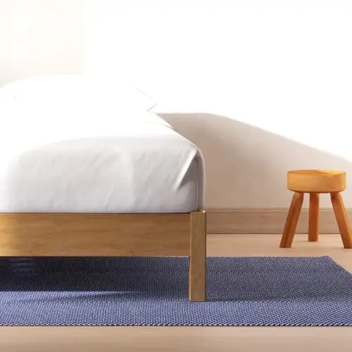 LIFEMENT natural rubberwood twin platform bed frame, low profile
