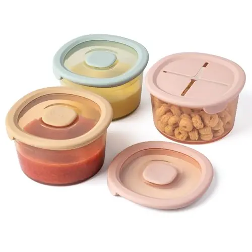 Moonkie 8oz silicone snack containers with airtight and snack lids