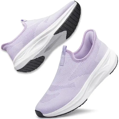 ZCQGQD light purple women's hands-free slip-on tennis sneakers with non-slip sole