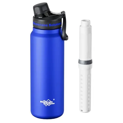Membrane Solutions C3 Stainless Steel filtered water bottle in blue with ACF+UF filter cartridge