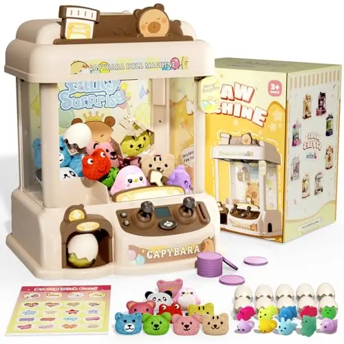 Joyfox capybara-themed mini vending machine with plush prizes for kids
