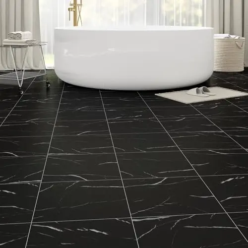 ZRJT Black Vein Marble 12x12 Inch Peel and Stick Tiles