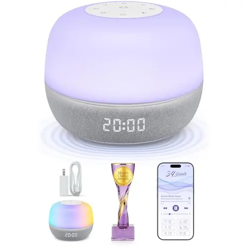 Mewaii white and gray sound machine with 360-degree night light