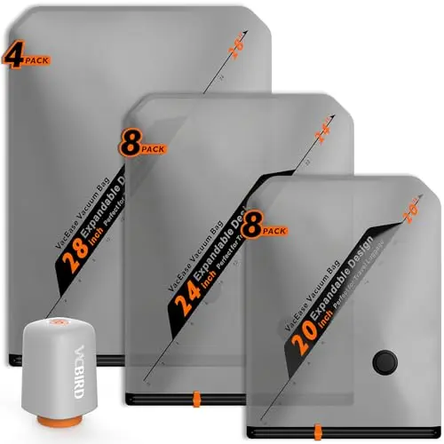 Vacbird 20 pack wireless rechargeable vacuum storage bags with pump