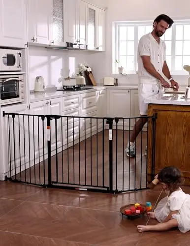 Babelio foldable baby gate with multiple panels for wide openings