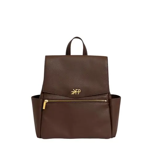Freshly Picked Mini II diaper backpack in Espresso brown, compact with top handle and multiple pockets