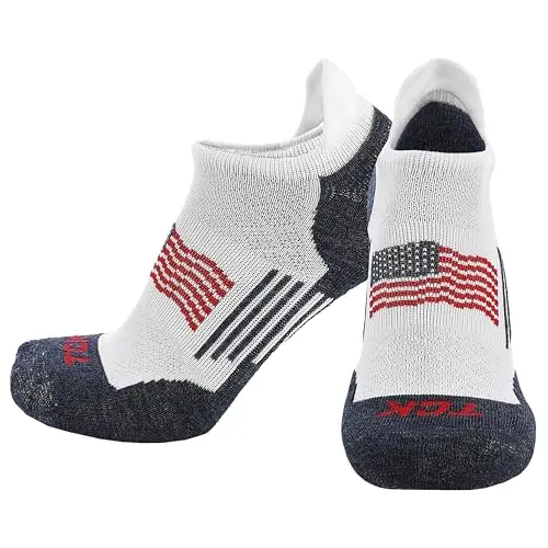 USA flag no-show golf socks with cushioned footbed