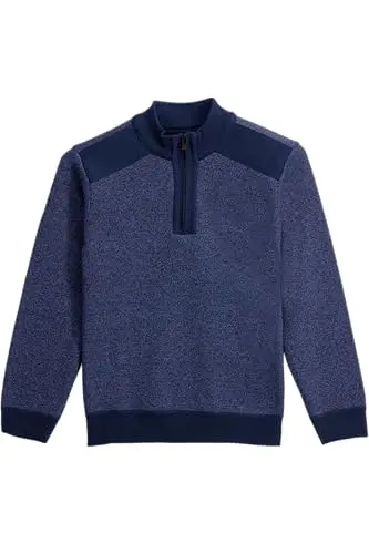 X RAY boys quarter zip fleece-lined sweater with mock neck