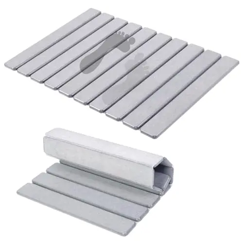 BOXEDHOME Grey Foldable Stone Bath and Kitchen Mat