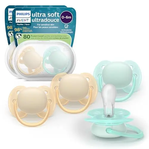 Philips Avent Ultra Soft pacifier with flexible shield and sterilizing cases