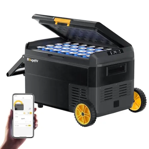 BougeRV CRS 42QT portable refrigerator with wheels and telescopic handle in black