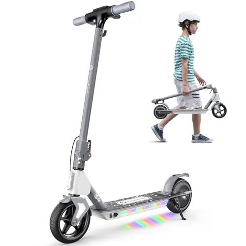 isinwheel S4 grey electric scooter for kids with colorful lights