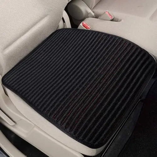 ZIMISI Black Linen Car Seat Cushion Pad isolated on a white background