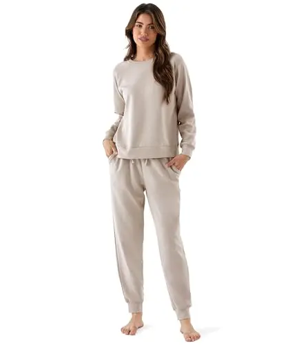 GYS modal and cotton blend sweatsuit set in deep beige