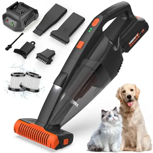 Viewmax cordless pet hair vacuum with LED light and attachments