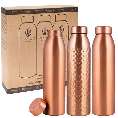NORMAN JR gift box of three pure copper water bottles