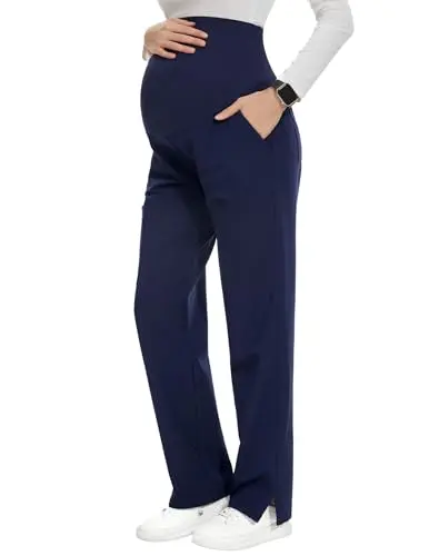 POSHGLAM navy straight leg maternity scrub pants