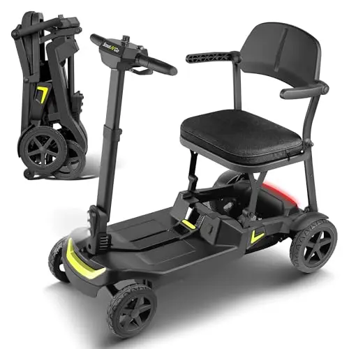 SCOOTNGO black and yellow lightweight foldable mobility scooter
