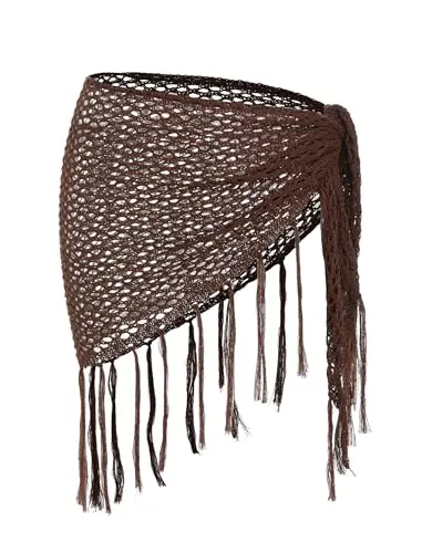 Zaful women's crochet sarong cover-up in brown with see-through design