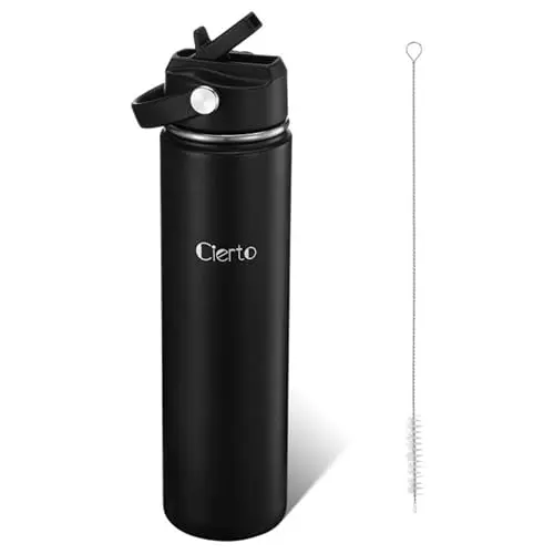 Cierto 24 oz Insulated Water Bottle with straw and flip lid in gray finish