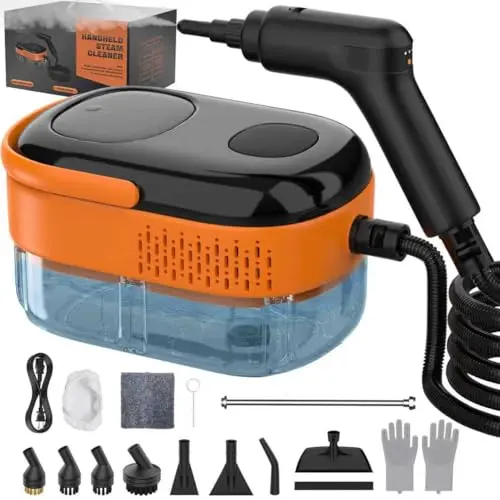 Koutop orange portable handheld steam cleaner with accessories