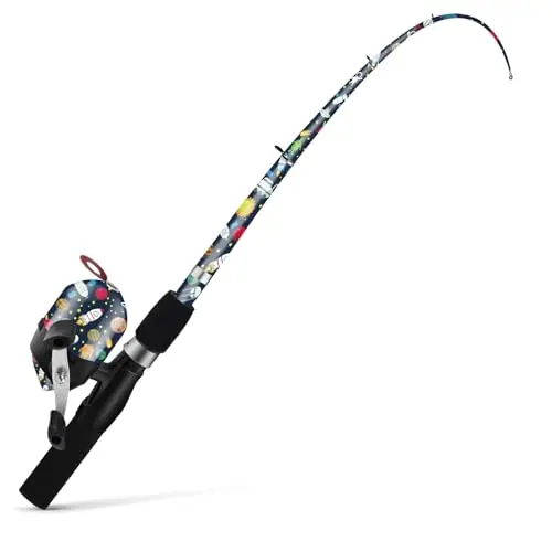 QUDRAKAST kids fishing pole with colorful universe travel pattern design