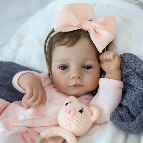 SCOM 18-inch realistic reborn baby doll girl Lily with soft body and pink outfit