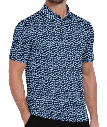 ZITY Print Polo Shirt with Tibetan Palm Tree design