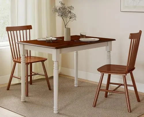 Chairus reddish brown farmhouse dining table with white turned legs