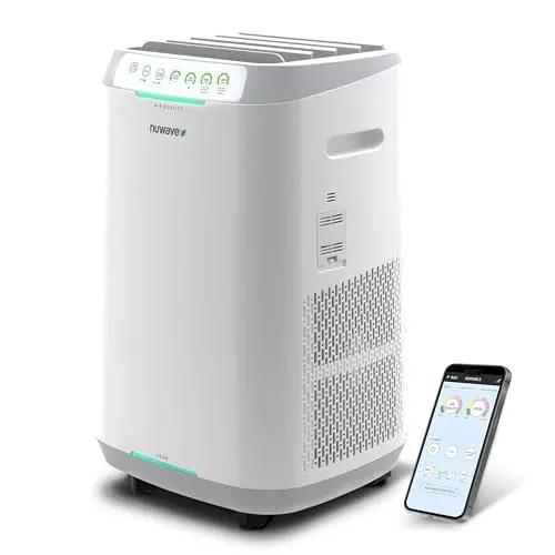 Nuwave Forever Air Purifier with wheels in white