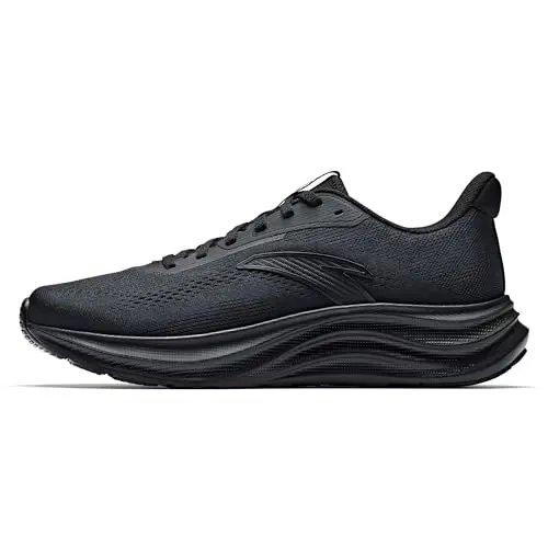 ANTA Men's Running Shoes in black, showcasing lightweight mesh upper and cushioned midsole.