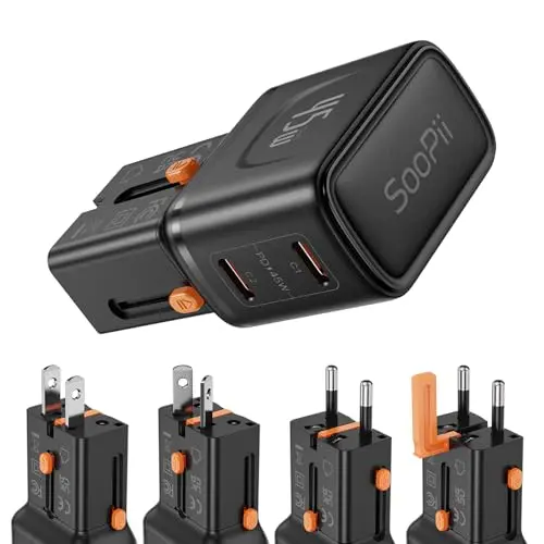 SooPii ultra-compact GaN USB-C travel charger with foldable plugs
