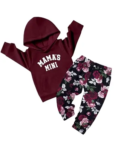 Kangkang toddler girl cow print hoodie and floral pants set for ages 3T-4T