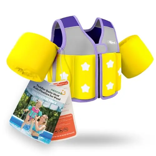 AEOCOO toddler swim vest with removable buoyancy sticks