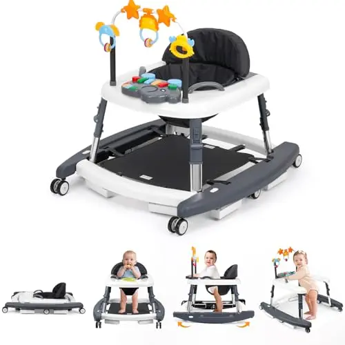 Wolfcode grey and white 5-in-1 foldable baby walker