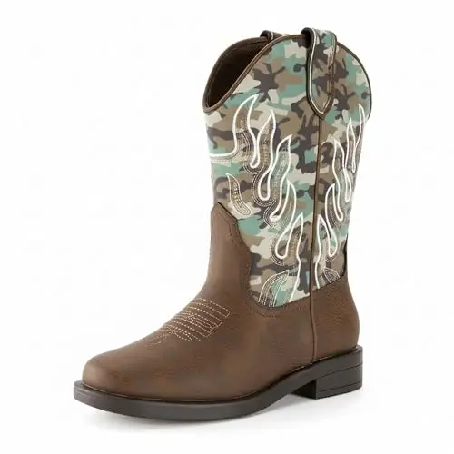 PatPat glow-in-the-dark cowboy boots for girls and boys with flame embroidery