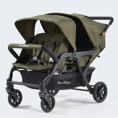 Familidoo H4E Quad Lidoo Lite 4-seater stroller wagon in olive green