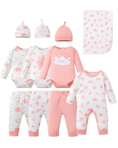 Renotemy 11-piece newborn baby clothes layette set with sky print
