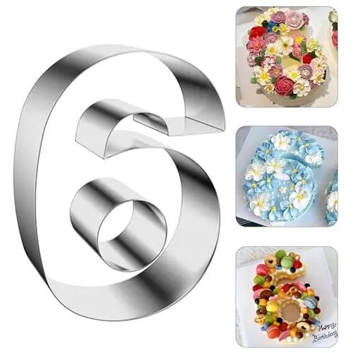 ZADE 8-inch stainless steel number 6 cake mold or cookie cutter