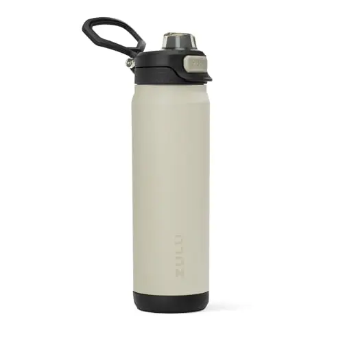 ZULU Powerfill Pro 24 oz insulated stainless steel water bottle with quick fill lid in ash color