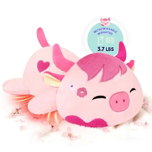 Onsoyours Weighted & Heatable Sakura Cow plush toy with cherry blossom embroidery