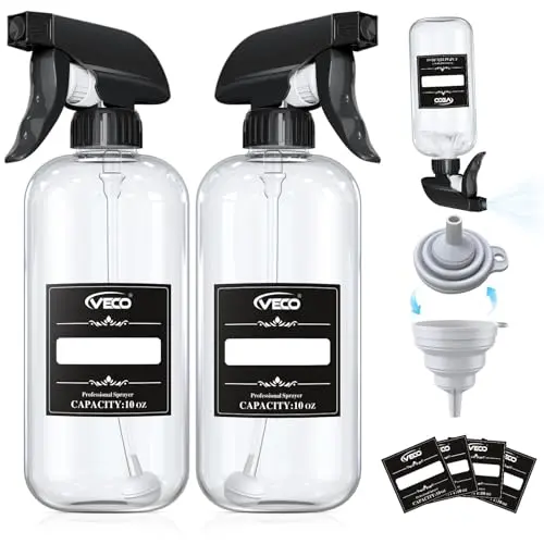 Small plastic spray bottles with gravity ball straws for 360-degree spraying