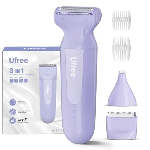 Ufree 3-in-1 women's electric razor with ceramic blades in purple