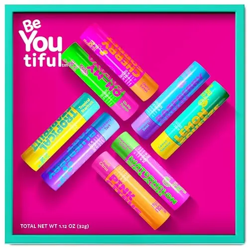 BeYOUtiful set of 8 fruity flavored lip balms in a gift box