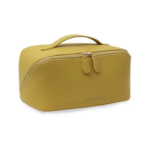 JINYIBAGS yellow crocodile-embossed leather makeup bag with double zipper